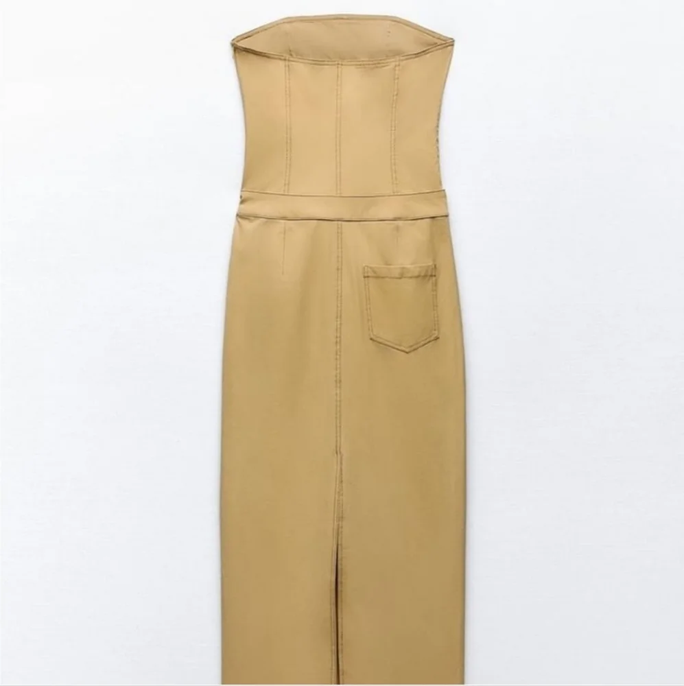 ZARA TAN STRAPLESS DRESS ✨️SIZE M✨️ - Picture 6 of 8